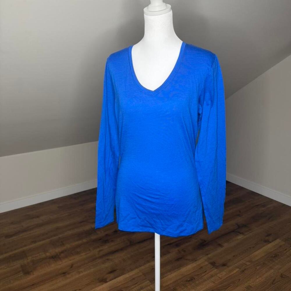 SEG’MENTS 100% Merino Wool Royal Blue Long Sleeve V‎ Neck Sweater Top Size M